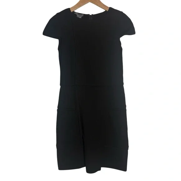 VINCE Black Mini Sheath Dress Cap Sleeve Classy Little Black Dress Womens 2 - Picture 3 of 11